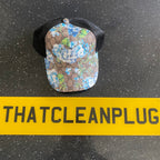 Beige Cap Blue Flower