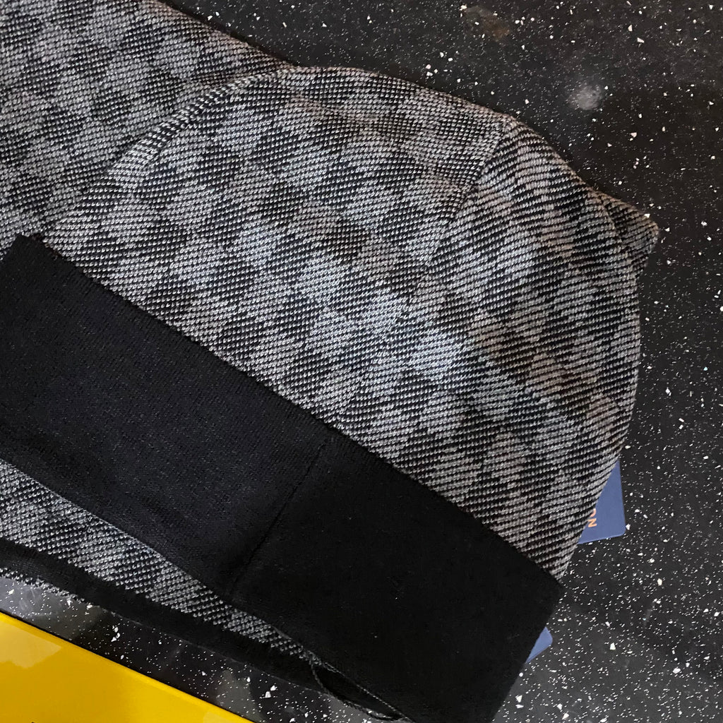 Black Chequered Beanie and Scarf Set