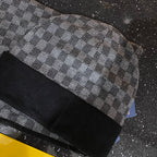 Black Chequered Beanie and Scarf Set